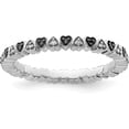 thumbnail image 1 of Solid Sterling Silver Stackable Expressions Hearts Black & White Diamond Ring - Ring Size 10.0 Natural Diamonds, 1 of 8