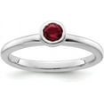 thumbnail image 1 of Solid Sterling Silver Stackable Expressions Low 4mm Round Cr. Ruby Ring - Ring Size 8.0, 1 of 8