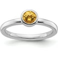 thumbnail image 1 of Solid Sterling Silver Stackable Expressions Low 5mm Round Citrine Ring - Ring Size 8.0, 1 of 8