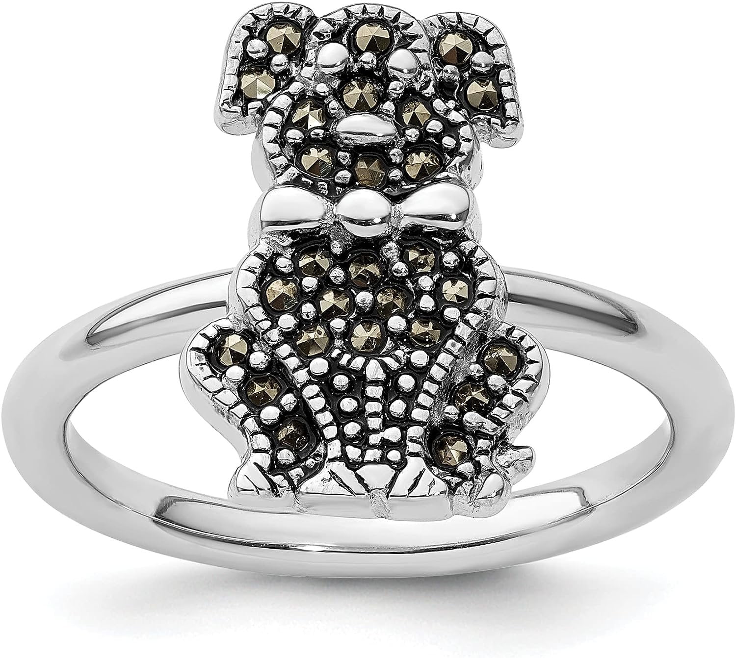 Sterling Silver Stackable Expressions Marcasite Dog Ring Sterling Silver Stackable Expressions Marcasite Dog Ring