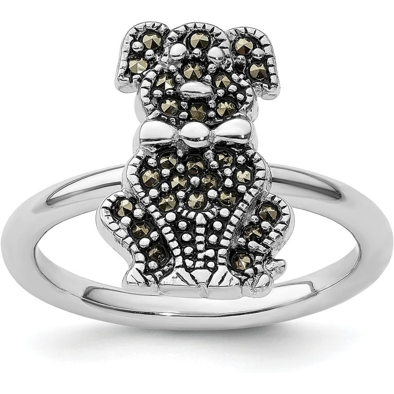 Sterling Silver Stackable Expressions Marcasite Dog Ring Sterling Silver Stackable Expressions Marcasite Dog Ring
