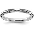 thumbnail image 1 of Solid Sterling Silver Stackable Expressions Oxidized Wave Design Ring - Ring Size 8.0, 1 of 6