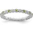 thumbnail image 1 of Solid Sterling Silver Stackable Expressions Peridot & Diamond Ring - Ring Size 8.0, 1 of 7