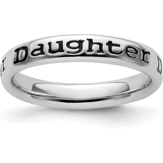 Solid Sterling Silver Stackable Expressions Polished Enameled Daughter Ring - Ring Size 9.0