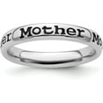 thumbnail image 1 of Solid Sterling Silver Stackable Expressions Polished Enameled Mother Ring - Ring Size 8.0, 1 of 7