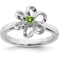 thumbnail image 1 of Solid Sterling Silver Stackable Expressions Polished Peridot Flower Ring - Ring Size 7.0, 1 of 8