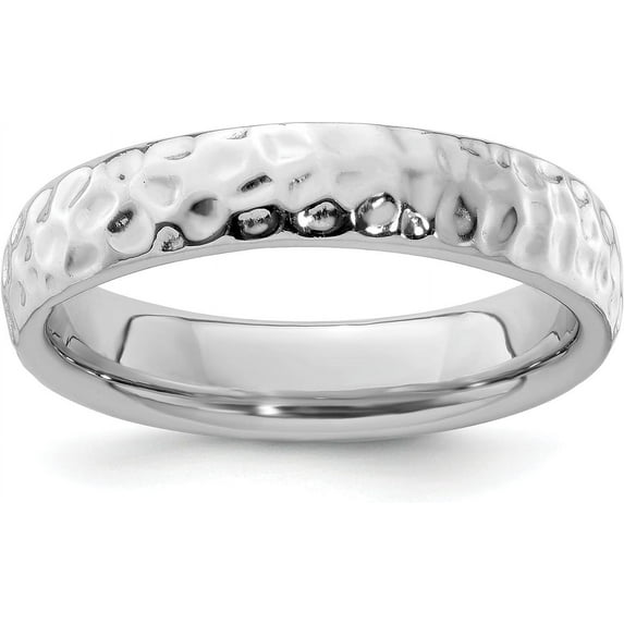 Solid Sterling Silver Stackable Expressions Rhodium Ring - Ring Size 7.0-3.8gm