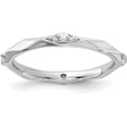 thumbnail image 1 of Solid Sterling Silver Stackable Expressions Rhodium-plated White Topaz Ring - Ring Size 7.0, 1 of 8