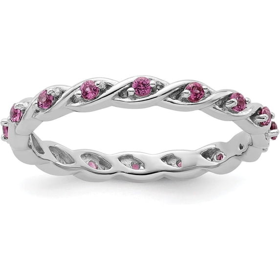 Solid Sterling Silver Stackable Expressions Rhodolite Garnet Ring - Ring Size 6.0