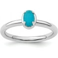 thumbnail image 1 of Solid Sterling Silver Stackable Expressions Turquoise Polished Ring - Ring Size 6.0, 1 of 8