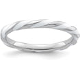 thumbnail image 1 of Solid Sterling Silver Stackable Expressions Twisted White Enameled Ring - Ring Size 8.0, 1 of 7
