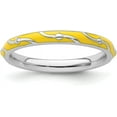 thumbnail image 1 of Solid Sterling Silver Stackable Expressions Yellow Enamel Ring - Ring Size 5.0, 1 of 7
