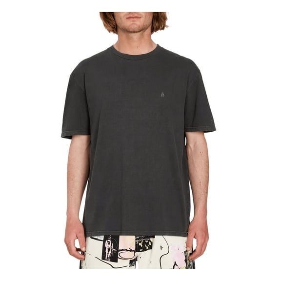 Solid Stone Embroidered Short Sleeve T-Shirt [Black]