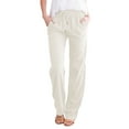 thumbnail image 1 of Solid Straight Pants Waist And Long Women Casual Elastic Drawstring Cotton Pants, 1 of 5