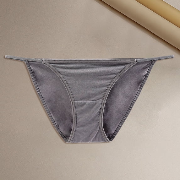 Solid String Bikini Stretch Soft Comfort Briefs Thongs for Women Gray M