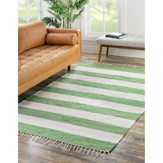 Solid/Striped Emaburn Collection Area Rug 2'2"x3'1" - Green-Ivory