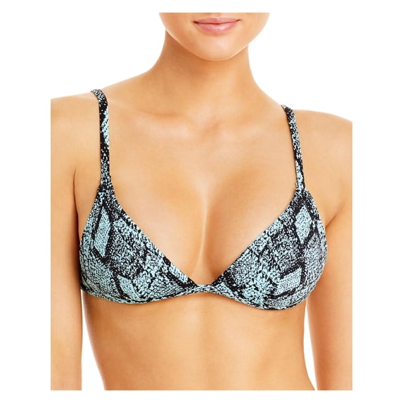 Solid & Striped Womens Animal Print Bikini Swim Top Separates Blue L