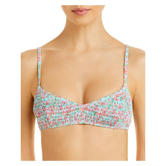 Solid & Striped Womens The Rachel Floral Nylon Bikini Swim Top Blue L