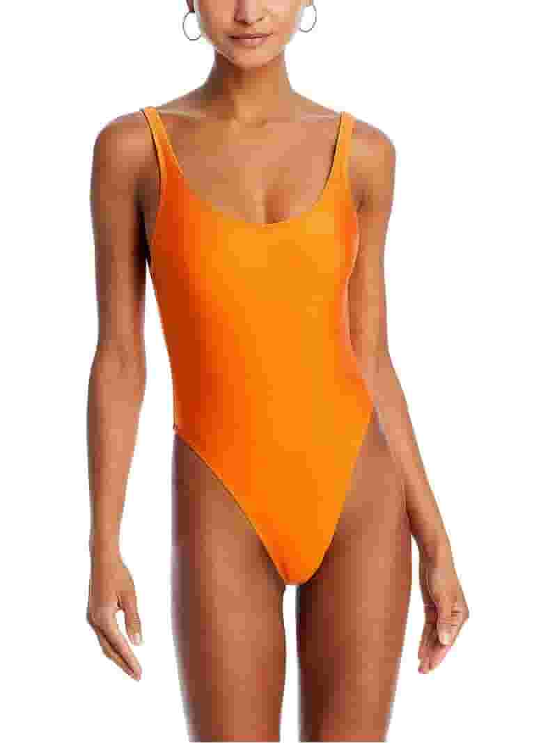【Coralist】Zoya ワンピース水着 ソルブルー×サニーオレンジ Solid & Striped Womens Zoya Shimmer Low Back One-Piece