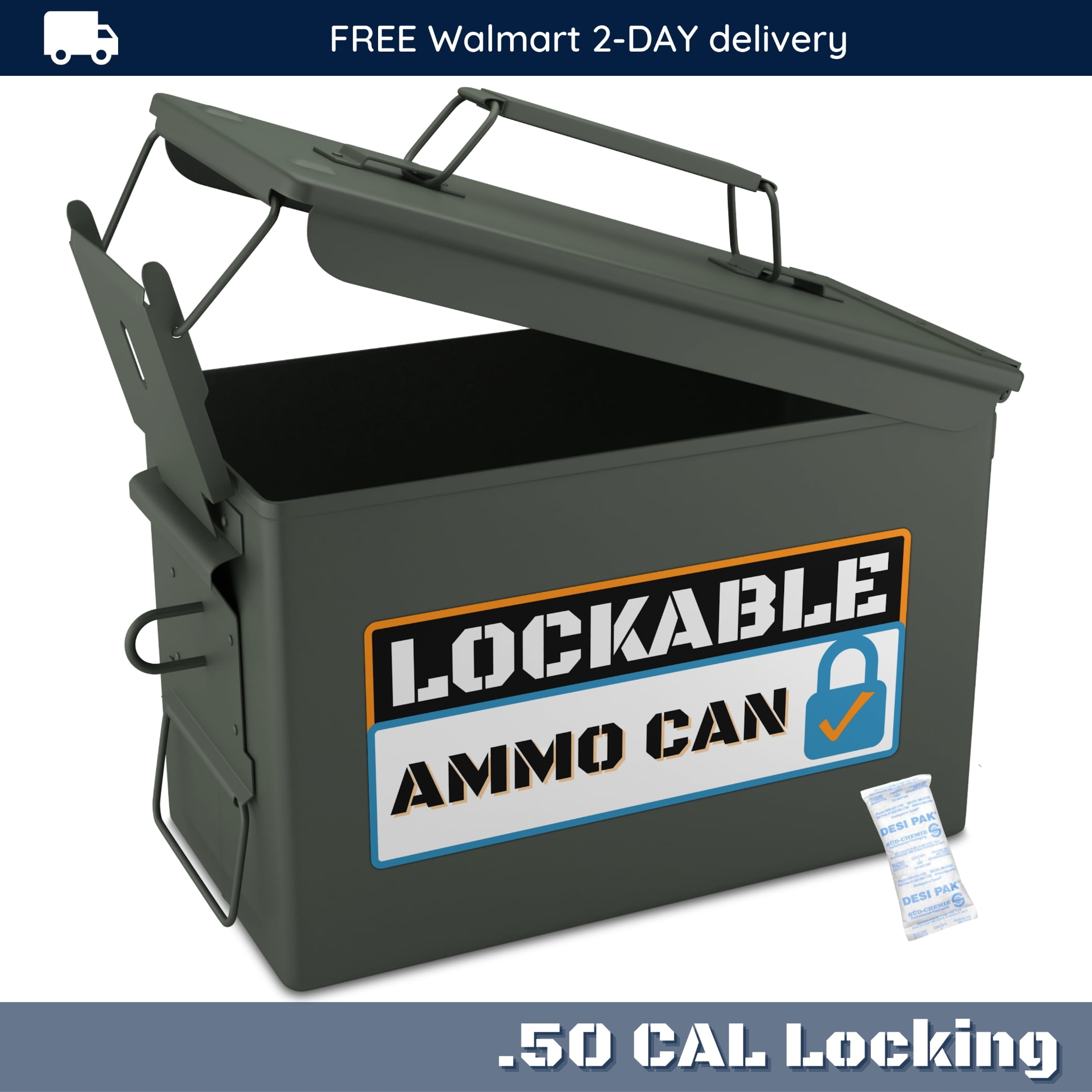 Solid Tactical 50 Cal Steel Ammunition Lockable Can - Military
