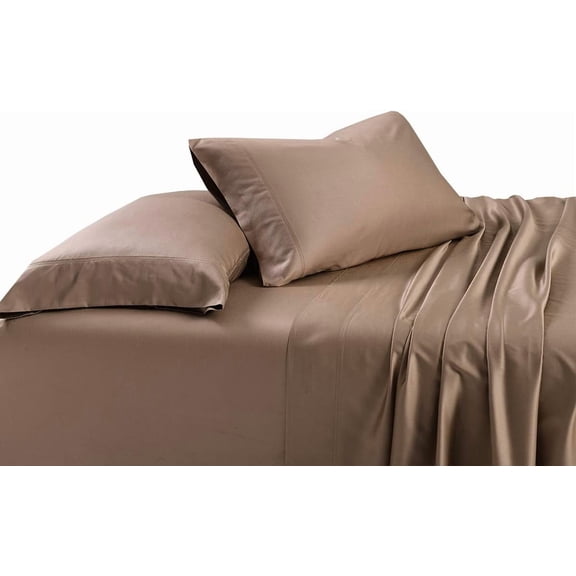 Solid Taupe 600 Thread Count Cal King Un-Attached Waterbed Sheet Set Viscose from Bamboo 4pc Sheet Set