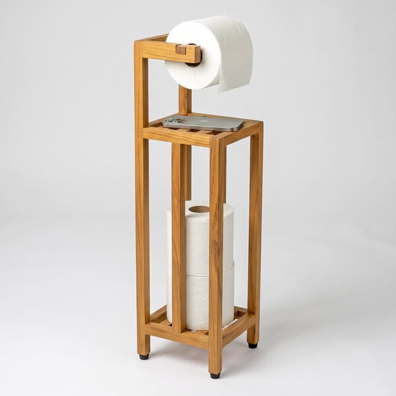 SPATEAK Freestanding Bathroom Storage Stand with Toilet Paper Holder, Fully Assembled, WTB-702