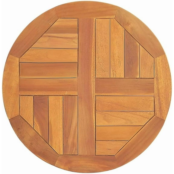 Solid Teak Wood Round Table Top, Premium Round Wood Table Top, Replacement Wooden Table Top for Kitchen Tables, Coffee Tables, Desks, 1" 19.7",-550