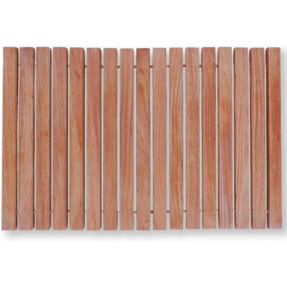 Solid Teak Wood String Mat for Indoor and Outdoor Use Non-Slip Wooden Platform for Sauna Pool Hot Tub Flooring Natural Finish 23.6 x 15.8 Inches