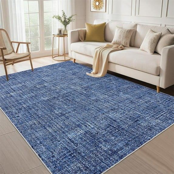 Solid Textured Living Room Rugs 2x6/5×7/8x10/9×12/10×13 Large Washable Modern Accent Rugs, Stain-Resistant Contemporary Indoor Carpet, Soft Low Pile Floor Mat for Bedroom, Kitchen, Office