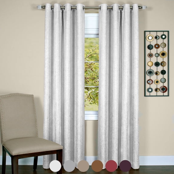 White Solid Textured Window Blackout Curtain Line Panel with 8 Grommets (1.5" Diameter) Set of 2 Panels 50" (W) x 84" (L)