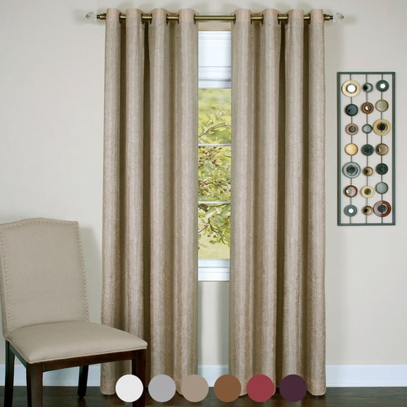Tan Solid Textured Window Blackout Curtain Line Panel with 8 Grommets (1.5" Diameter) Set of 2 Panels 50" (W) x 84" (L)