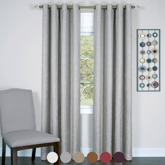 Gray Solid Textured Window Blackout Curtain Line Panel with 8 Grommets (1.5" Diameter) Set of 2 Panels 50" (W) x 84" (L)