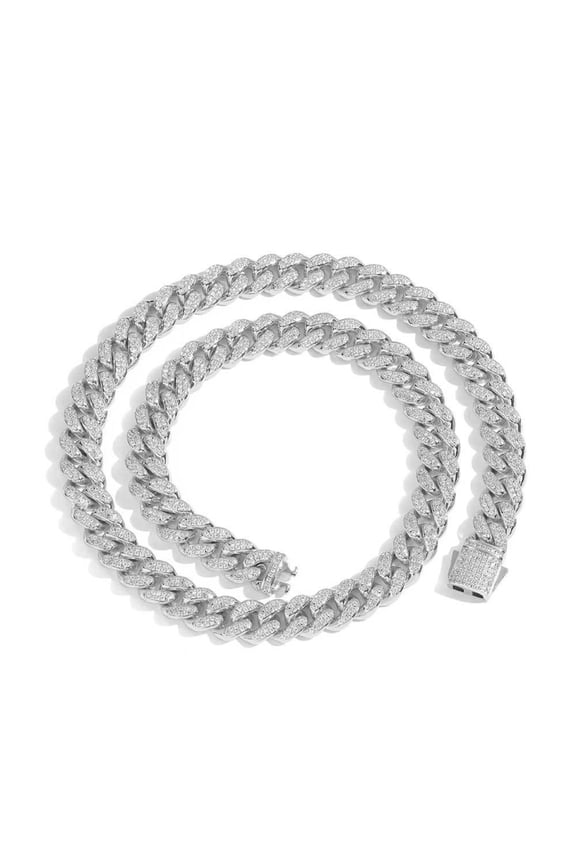 Solid Thick Big Hip Hop Iced Out Mens Cuban Link Chain, Width 12MM Cuban Chain Necklace for Men, Extra Shiny Miami Cuban Link Chain, 16-24 Inch - Gift Box Included