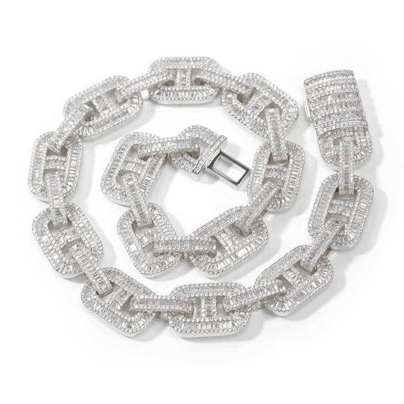 Solid Thick Miami Cuban Link Chain for Men, Width 15mm Big Iced Out Men Cuban Chains, Sparkling Hip Hop Cuban Link Necklace, 16-24 Inch - Gift Box Included