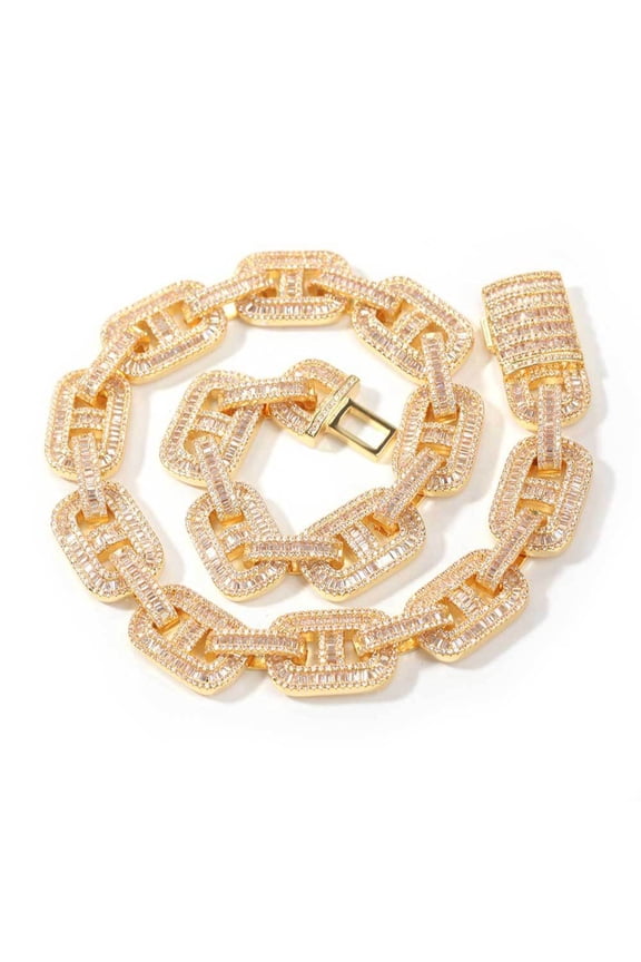 Solid Thick Miami Cuban Link Chain for Men, Width 15mm Big Iced Out Men Cuban Chains, Sparkling Hip Hop Cuban Link Necklace, 16-24 Inch - Gift Box Included