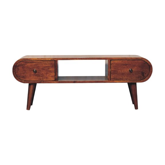 Solid Timber Core, Chestnut Tone / TV Stand for Placing Books and Frames