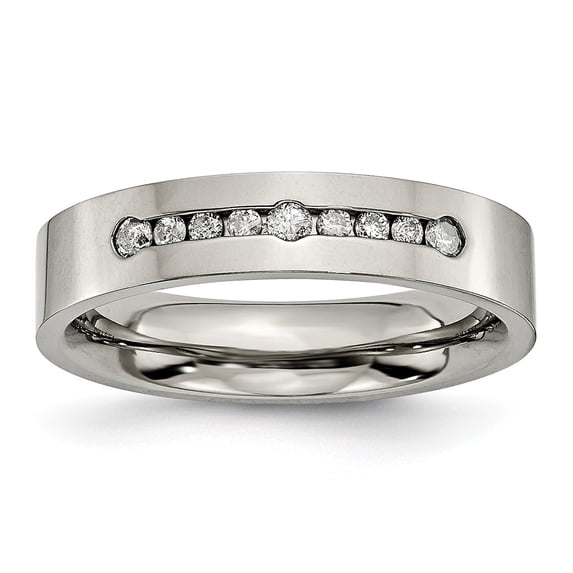 Solid Titanium 1/4ct tw. Diamond 6mm Wedding Band Ring Size 13