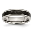 thumbnail image 1 of Solid Titanium Black Carbon Fiber-Inlay 6mm Wedding Band Ring Comfort-Fit Size 8.5, 1 of 7