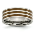 thumbnail image 1 of Solid Titanium Brown Enamel Flat 8mm Men's Wedding Band Ring Size 7.5, 1 of 7