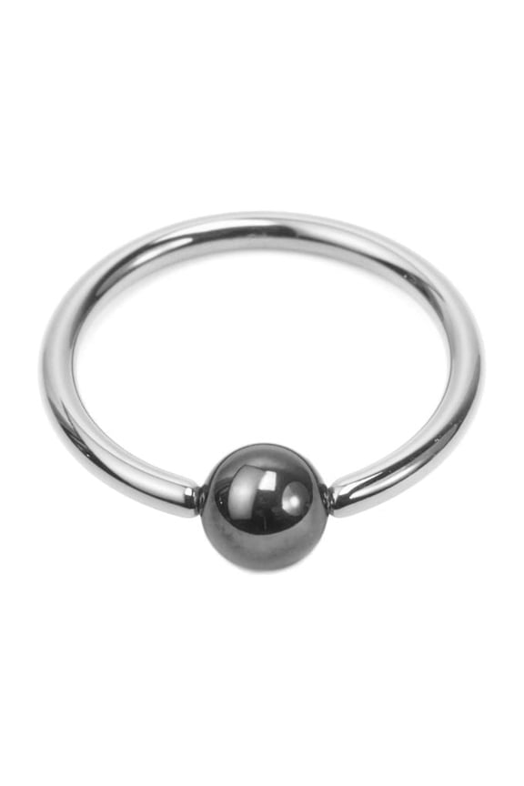 Solid Titanium Captive Bead Ring 16G with Hematite Bead