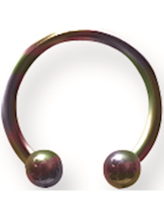 Solid Titanium Circ BB 18G (1mm) 3/8 (10mm) Dia w 3mm Balls Rainbow Titanium