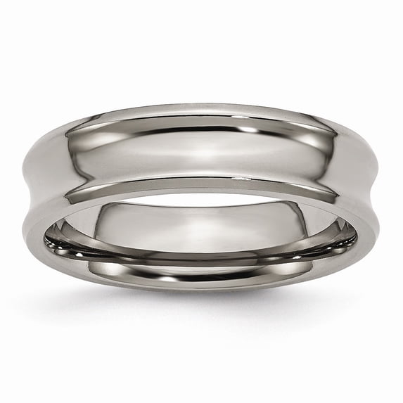 Solid Titanium Concave 6mm Beveled Edge Plain Classic Wedding Band Ring Size 10.5