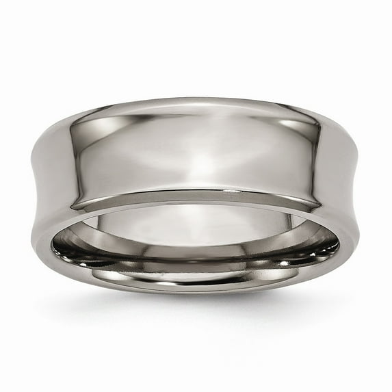 Solid Titanium Concave 8mm Men's Beveled Edge Plain Classic Wedding Band Ring Size 13.5