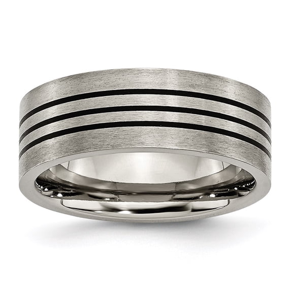 Solid Titanium Enameled Flat 8mm Men's Wedding Brushed Matte Finish Band Ring Size 9.5