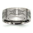 thumbnail image 1 of Solid Titanium Flat 8mm Men's Laser Design Matte Brushed Finish Wedding Band Ring Size 8.5, 1 of 7