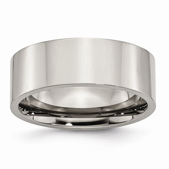 Solid Titanium Flat 8mm Men's Plain Classic Wedding Band Ring Comfort-Fit Size 13