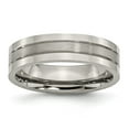 thumbnail image 1 of Solid Titanium Grooved 6mm Matte Brushed Finish and Wedding Band Ring Comfort-Fit Size 14, 1 of 7