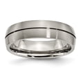 thumbnail image 1 of Solid Titanium Grooved 6mm Wedding Brushed Matte Finish Band Ring Size 9.5, 1 of 7