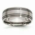 thumbnail image 1 of Solid Titanium Grooved 8mm Men's Wedding Brushed Matte Finish Band Ring Size 10, 1 of 7