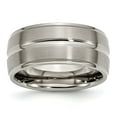 thumbnail image 1 of Solid Titanium Grooved Ridged Edge 10mm Men's Matte Brushed Finish and Wedding Band Ring Size 12, 1 of 7